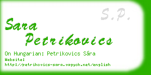 sara petrikovics business card